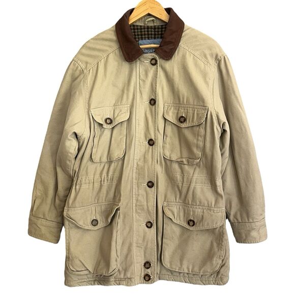 Kings Bay Leather Collared Chore Jacket Womens M Hunting Safari Barn Utility Vtg - Picture 16 of 16